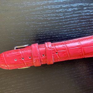 “24 Saddle Leather Watch Band-Red”
